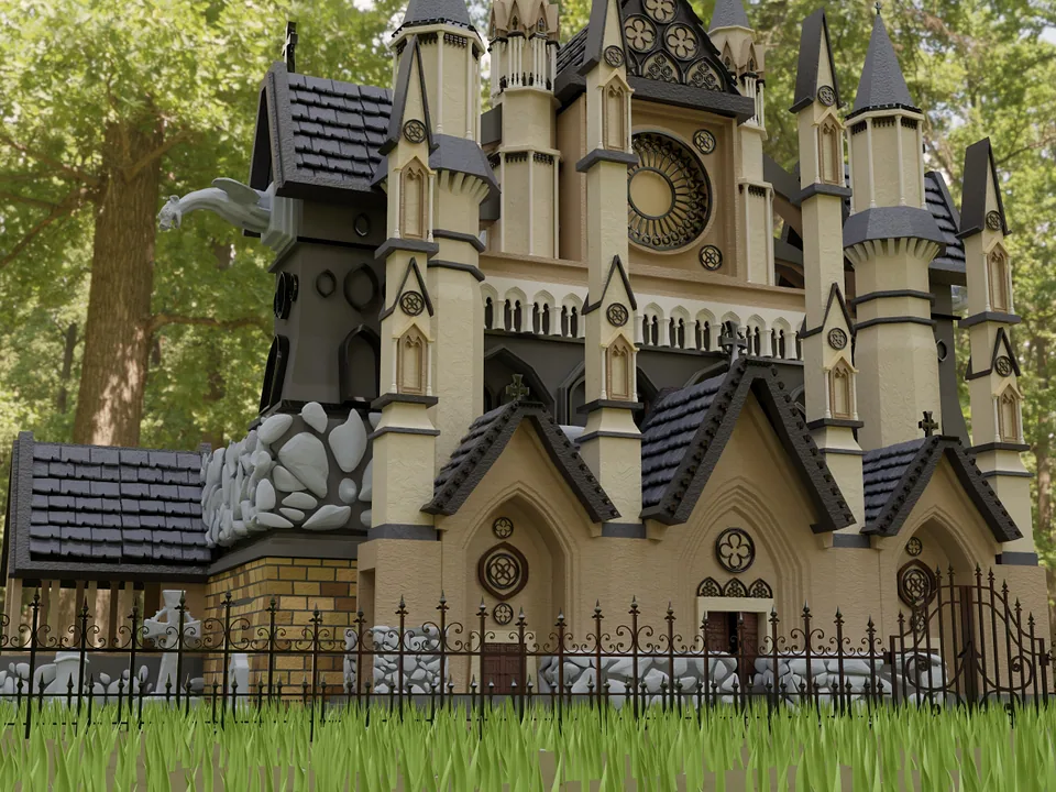 Gothic church environment render