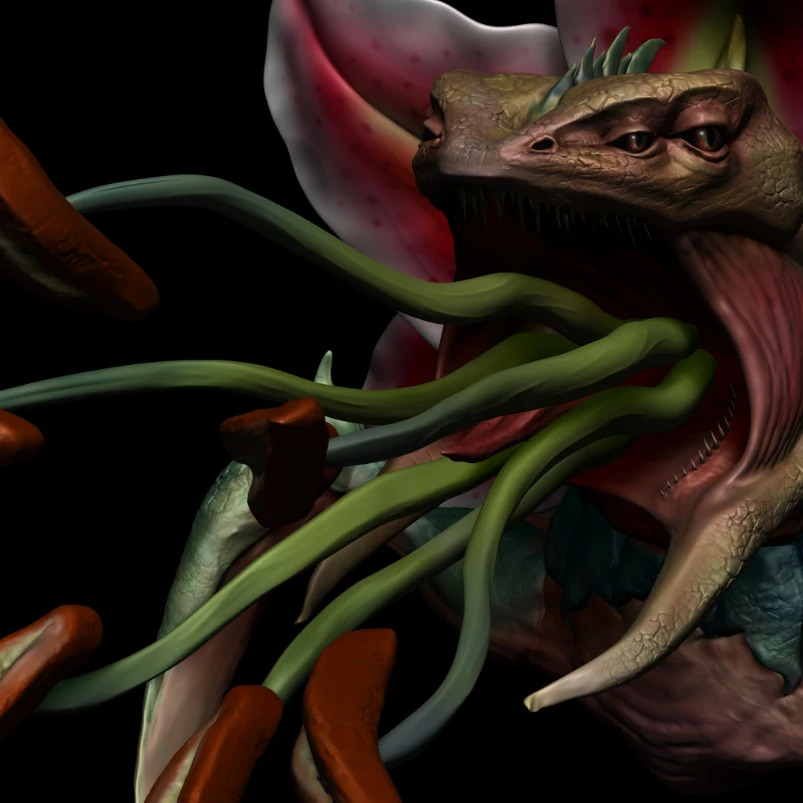 Flower Alien feeding-tendril close-up