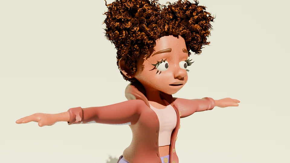 Mira hair and material close-up