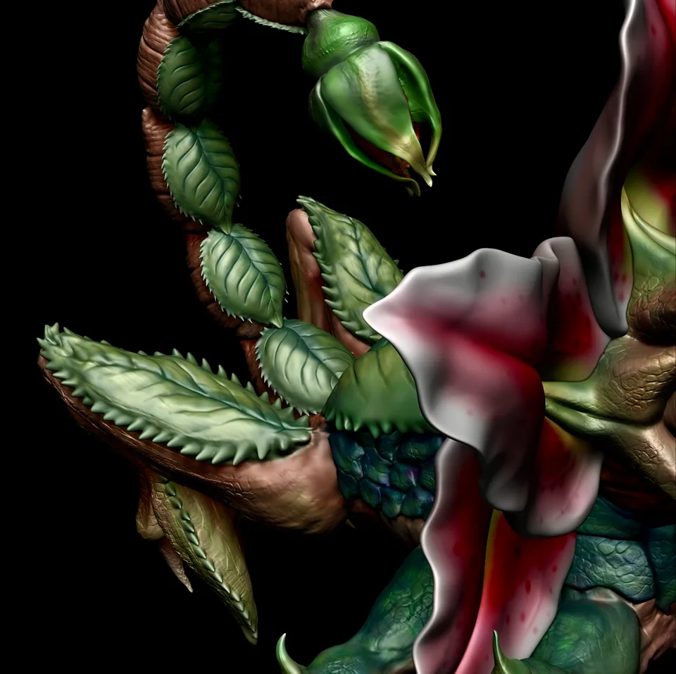 Flower Alien tail and flower detail