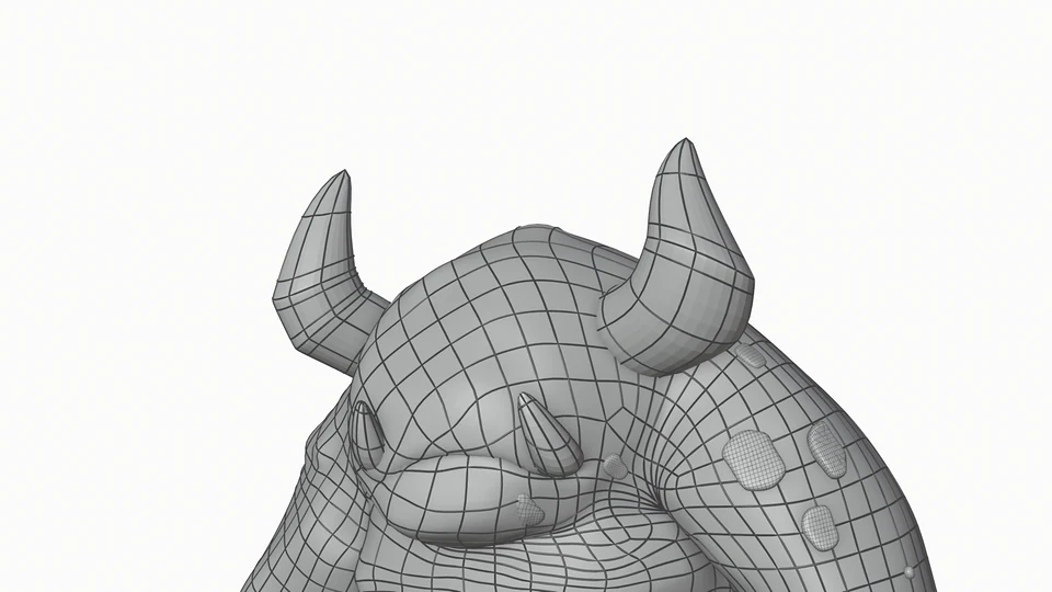 Painted Troll wireframe, head