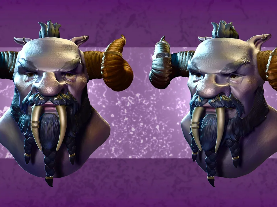 Saber Troll bust sculpt in ZBrush