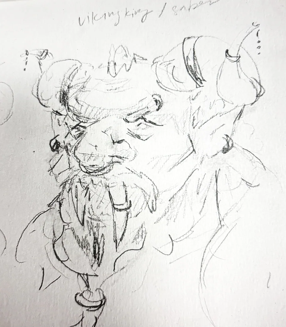 Original pencil sketch of the Saber Troll