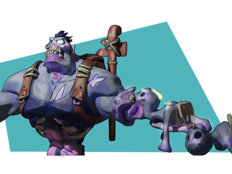 Zombie creature sculpt, painterly game-ready render